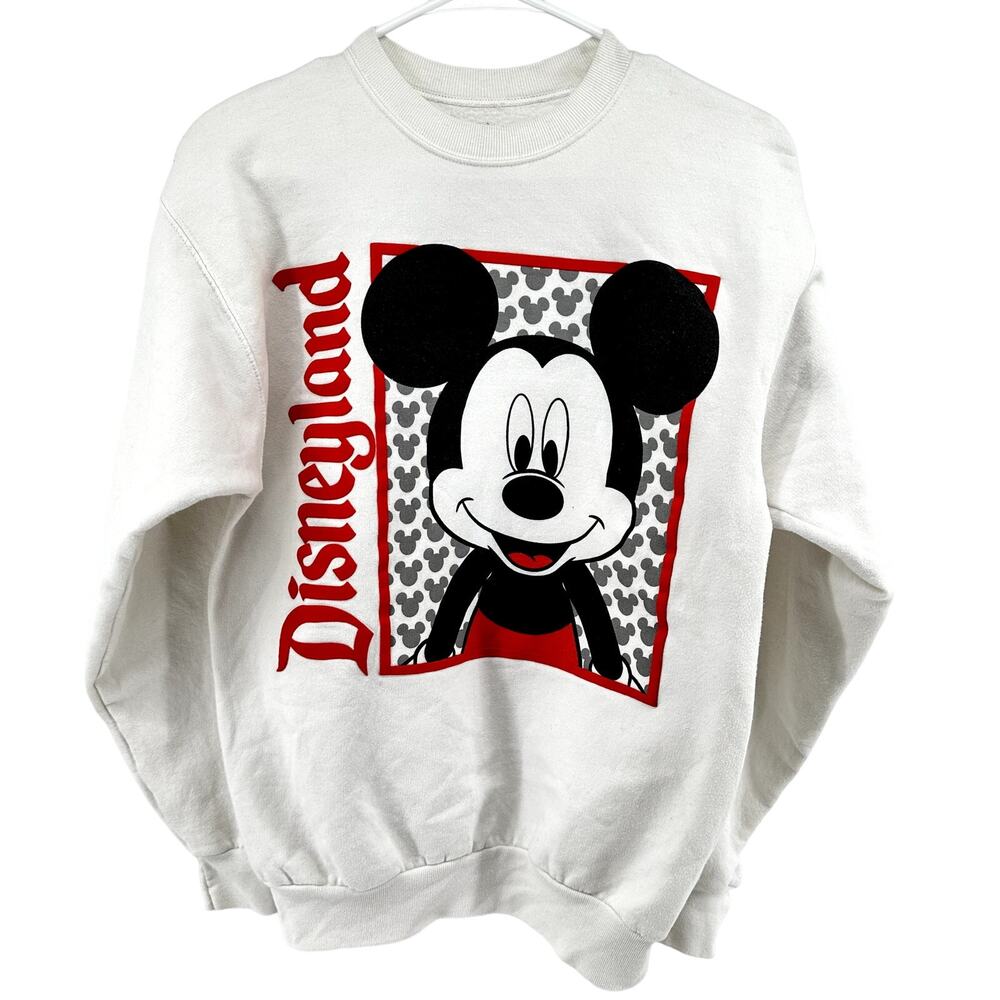 Disney Parks Mickey Mouse Sweatshirt Disneyland Oversized Fleece White Small
